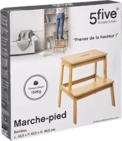 5Five - Bamboe Keukentrapje/opstapje Met 2 Treden 47 Cm - Keuken/badkamer Krukjes -HG Schoonmaak Verkoop 1043x1200