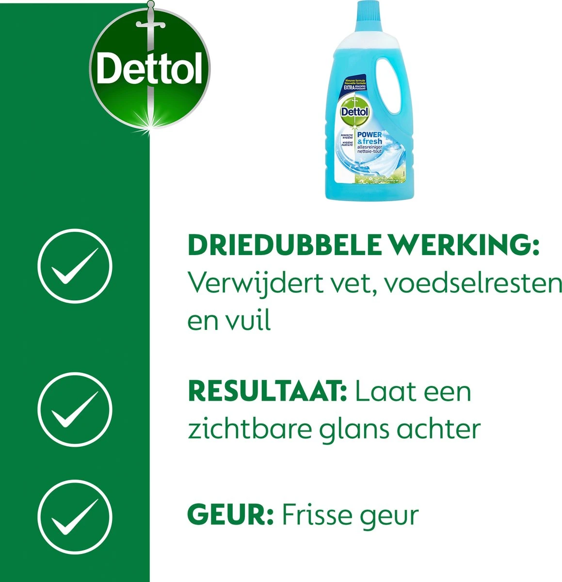 Dettol - Power & Fresh - Allesreiniger - Katoenfris - 8 X 1 Liter 3 Dettol - Power & Fresh - Allesreiniger - Katoenfris - 8 X 1 Liter - Afbeelding 3