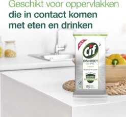 Cif Disinfect & Shine Wipes Doden 99,99% Van De Bacteriën Original Desinfecterende Schoonmaakdoekjes, Van 100% Biologisch Afbreekbaar Textiel 5 X 75 Doekjes -HG Schoonmaak Verkoop 1200x1118 3