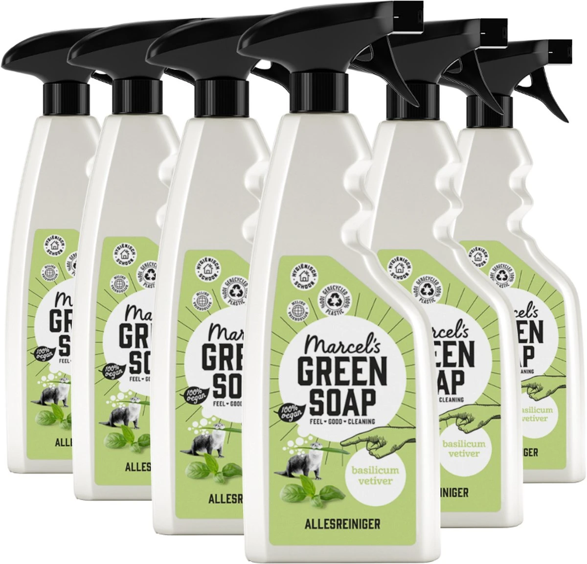 Marcel's Green Soap Allesreiniger Spray Basilicum & Vertivert Gras - 6 X 500 Ml 1 Marcel's Green Soap Allesreiniger Spray Basilicum & Vertivert Gras - 6 X 500 Ml