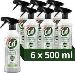 Uitgelichte producten 21 Cif Disinfect & Shine Original Desinfectie Spray - 6 X 500 Ml - Voordeelverpakking
