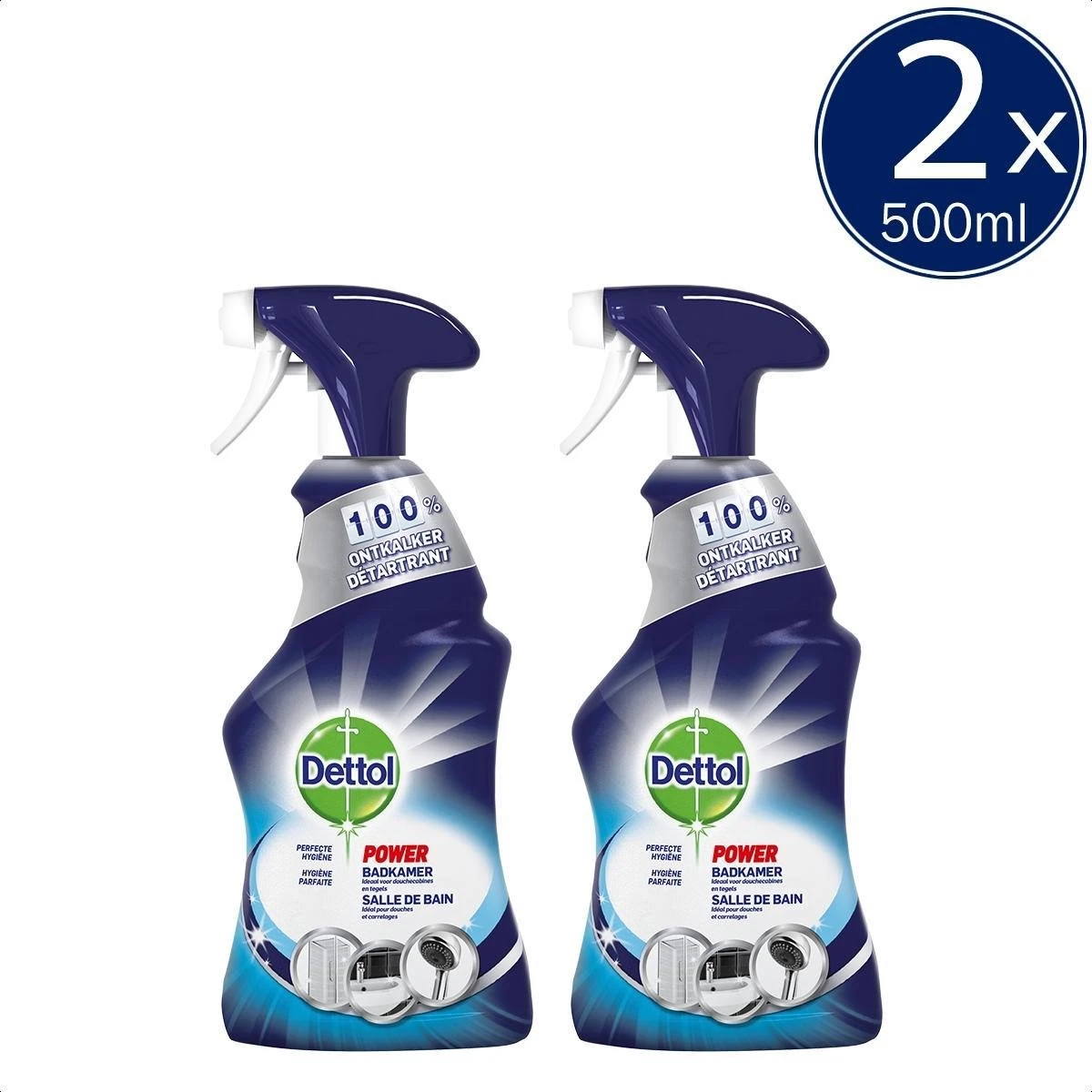 Dettol Allesreiniger Spray Power & Fresh - Badkamer - 500ml X2 2 Dettol Allesreiniger Spray Power & Fresh - Badkamer - 500ml X2 - Afbeelding 2