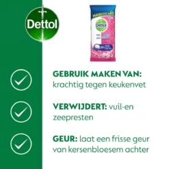 Dettol - Schoonmaakdoekjes - Power & Fresh - Kersenbloesem - 4 X 80 Stuks - Voordeelverpakking -HG Schoonmaak Verkoop 1200x1200 27