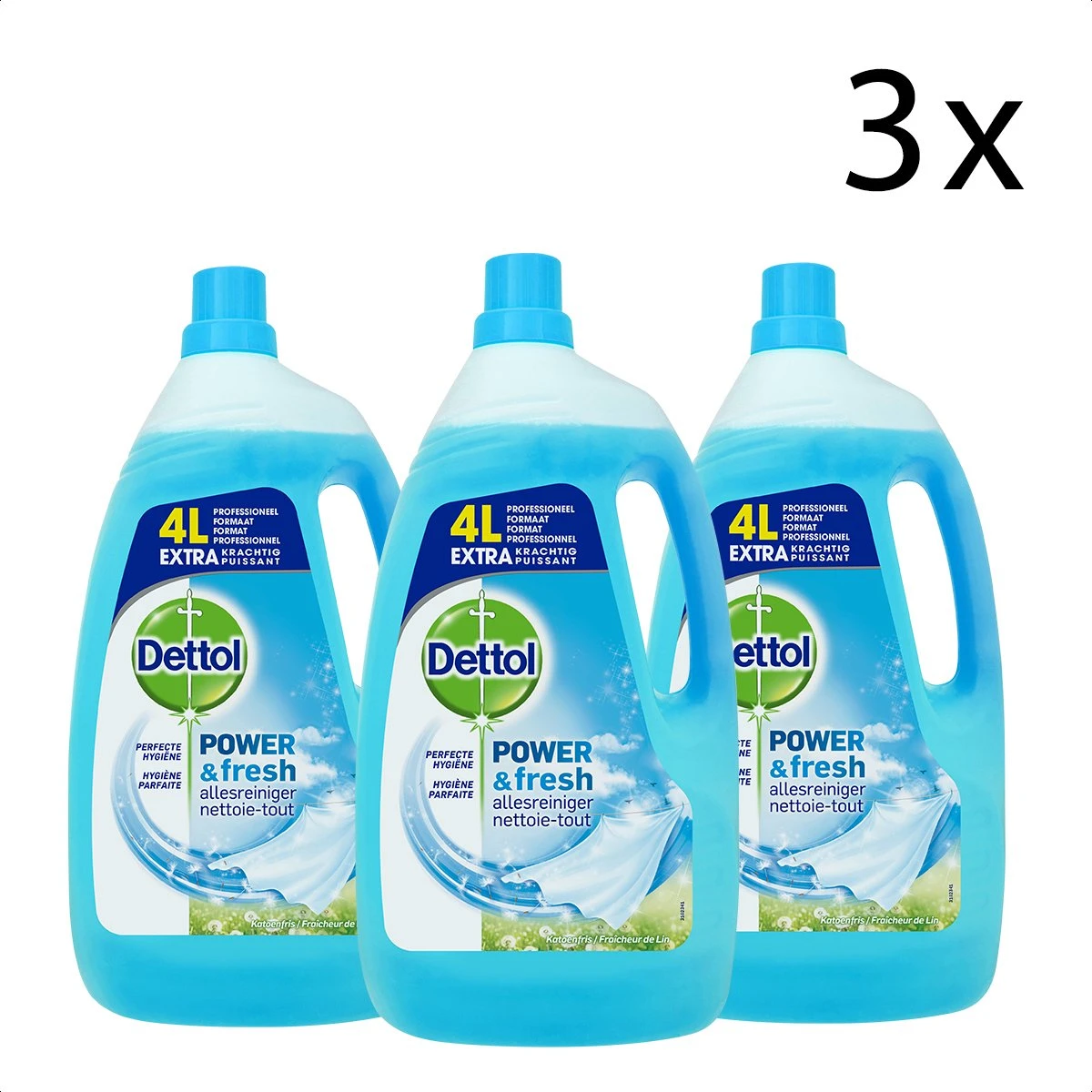 Dettol - Power & Fresh - Allesreiniger - Katoenfris - 3 X 4 Liter 1 Dettol - Power & Fresh - Allesreiniger - Katoenfris - 3 X 4 Liter