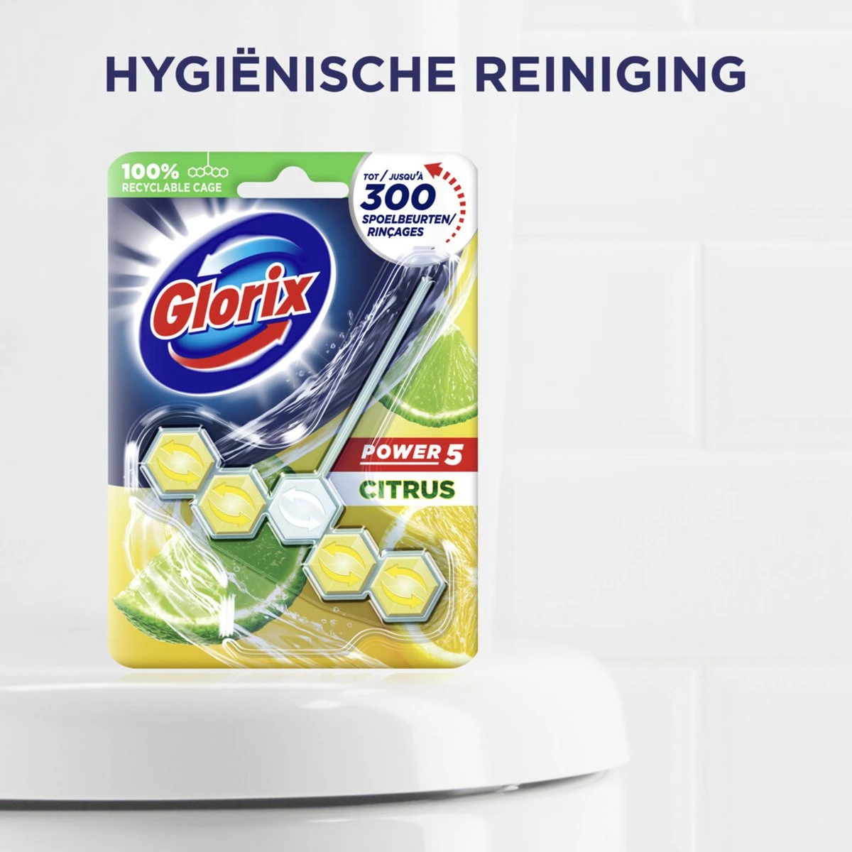 Glorix Power 5 Toiletblokken - Citroen - 7 X 2 Stuks - Voordeelverpakking 2 Glorix Power 5 Toiletblokken - Citroen - 7 X 2 Stuks - Voordeelverpakking - Afbeelding 2