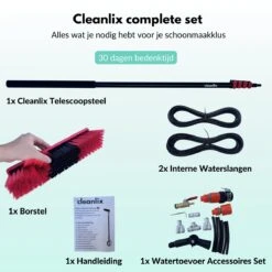 Cleanlix Telescoopsteel Met Borstel - Met Waterdoorvoer - Telescopische Wasborstel - Ramenwassen - Uitschuifbaar Tot 7,2 Meter -HG Schoonmaak Verkoop 1200x1200 528