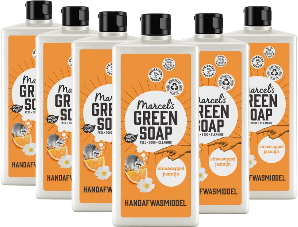 Marcel's Green Soap Afwasmiddel Sinaasappel & Jasmijn - 6 X 500 Ml 1 Marcel's Green Soap Afwasmiddel Sinaasappel & Jasmijn - 6 X 500 Ml
