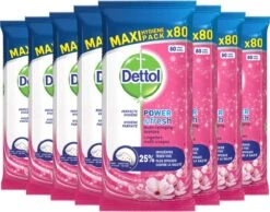 Dettol - Schoonmaakdoekjes - Power & Fresh - Kersenbloesem - 80 Stuks X8 -HG Schoonmaak Verkoop 1200x942