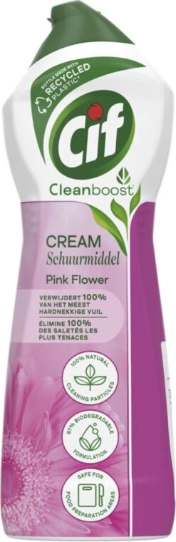 Cif CleanBoost Cream Pink Schuurmiddel - 8 X 750 Ml - Voordeelverpakking -HG Schoonmaak Verkoop 390x1200 1