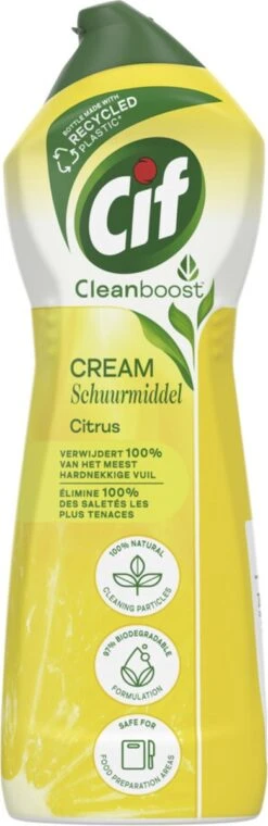 Cif CleanBoost Cream Citroen Schuurmiddel - 8 X 750 Ml - Voordeelverpakking -HG Schoonmaak Verkoop 390x1200