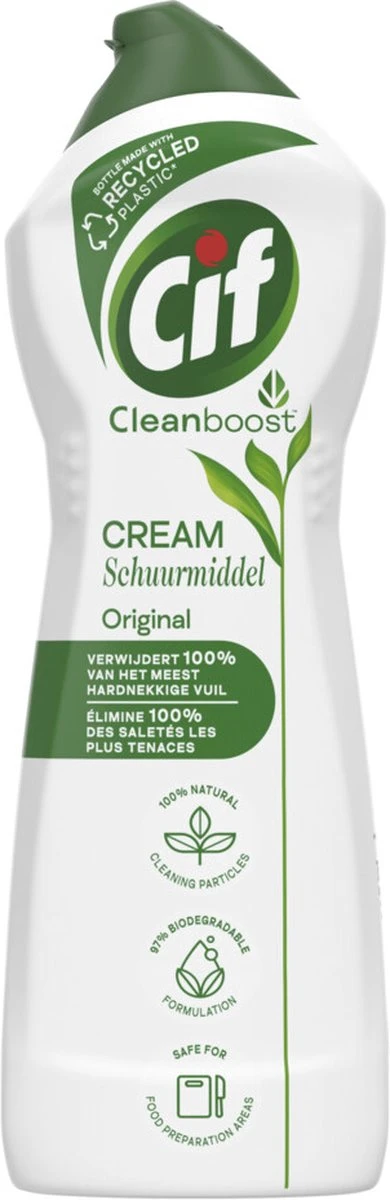 Cif CleanBoost Cream Original Schuurmiddel - 8 X 750 Ml - Voordeelverpakking 2 Cif CleanBoost Cream Original Schuurmiddel - 8 X 750 Ml - Voordeelverpakking - Afbeelding 2