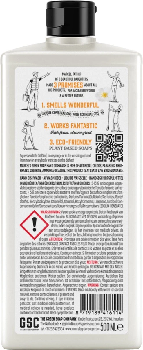 Marcel's Green Soap Afwasmiddel Sinaasappel & Jasmijn - 6 X 500 Ml 2 Marcel's Green Soap Afwasmiddel Sinaasappel & Jasmijn - 6 X 500 Ml - Afbeelding 2