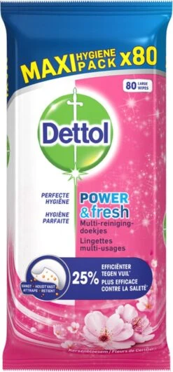 Dettol - Schoonmaakdoekjes - Power & Fresh - Kersenbloesem - 80 Stuks X8 -HG Schoonmaak Verkoop 558x1200 2
