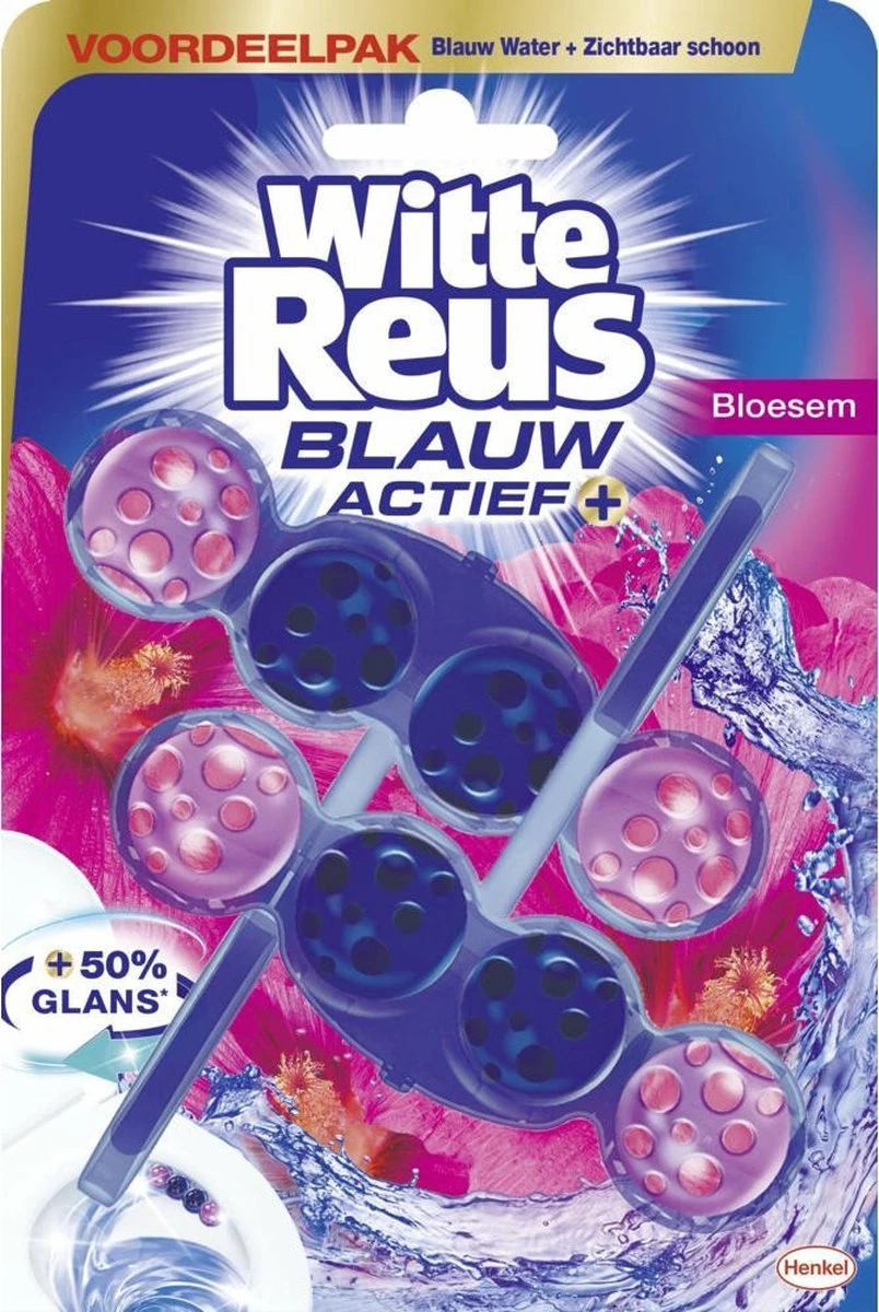 Witte Reus Blauw Actief Toiletblok - Bloesem - WC Blokjes Voordeelverpakking - 20 Stuks 2 Witte Reus Blauw Actief Toiletblok - Bloesem - WC Blokjes Voordeelverpakking - 20 Stuks - Afbeelding 2