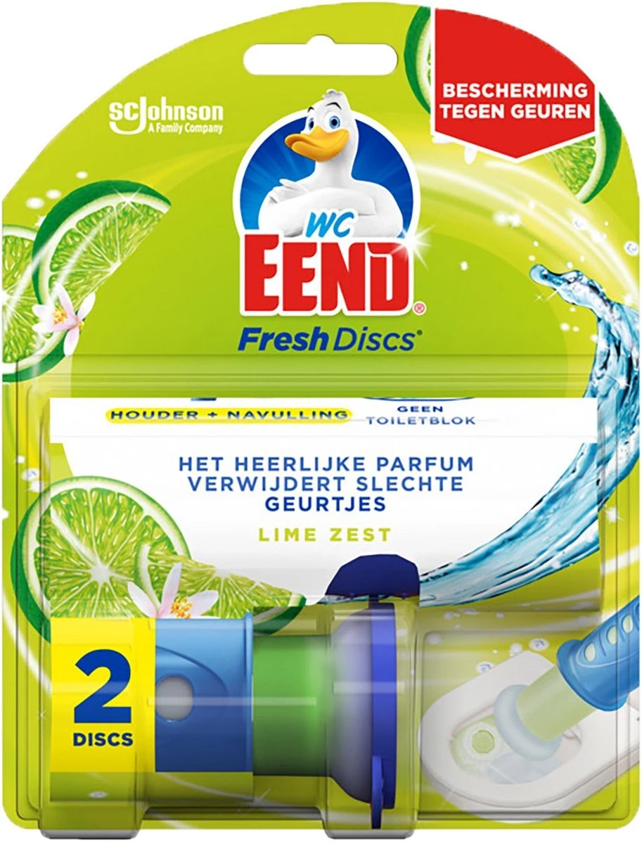 WC Eend Houder Fresh Discs Lime Zest + 3 X 6 Discs Navulling 3 WC Eend Houder Fresh Discs Lime Zest + 3 X 6 Discs Navulling - Afbeelding 3